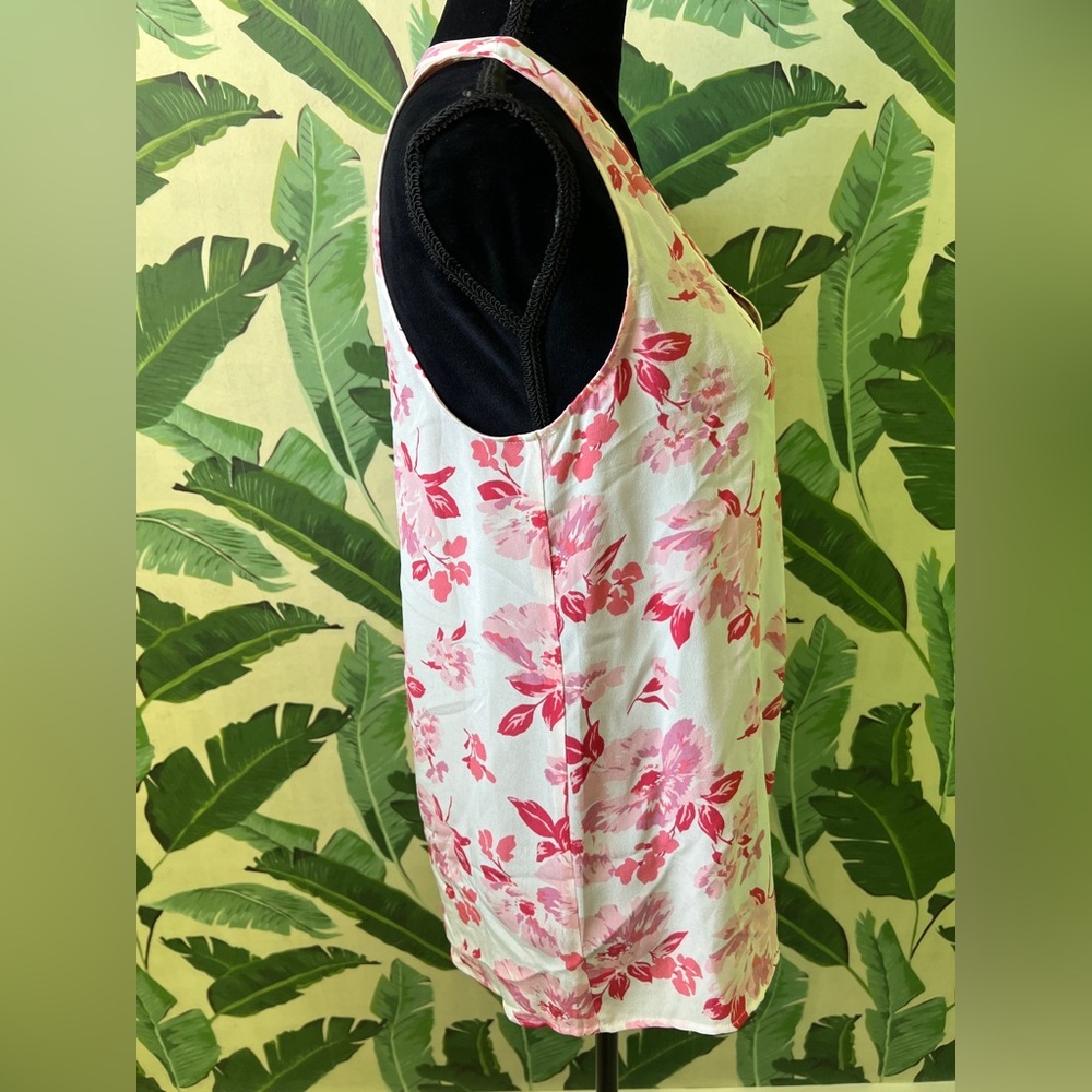 Joie Aruna Floral Sleeveless Silk Blouse Tank Top White Pink‎ Womens Small NWT - Picture 8 of 10